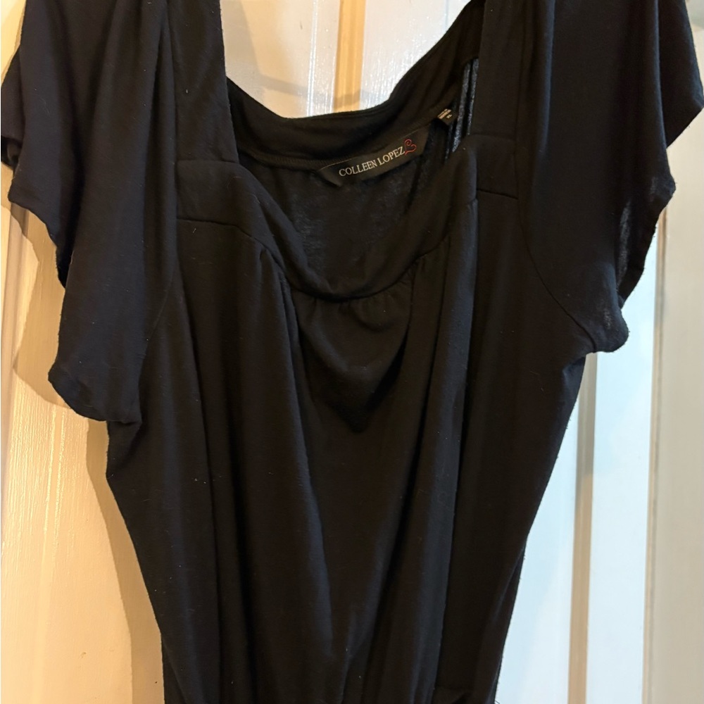 Colleen Lopez Black Maxi Dress  With Flutter Short Sleeves XL